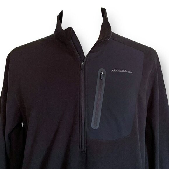 Eddie Bauer Mens First Ascent Cloud Layer Pro 1/4 Zip Pullover XLT Black Fleece - Picture 3 of 7